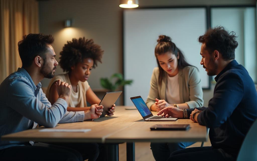 Marketing team collaborating on a client account